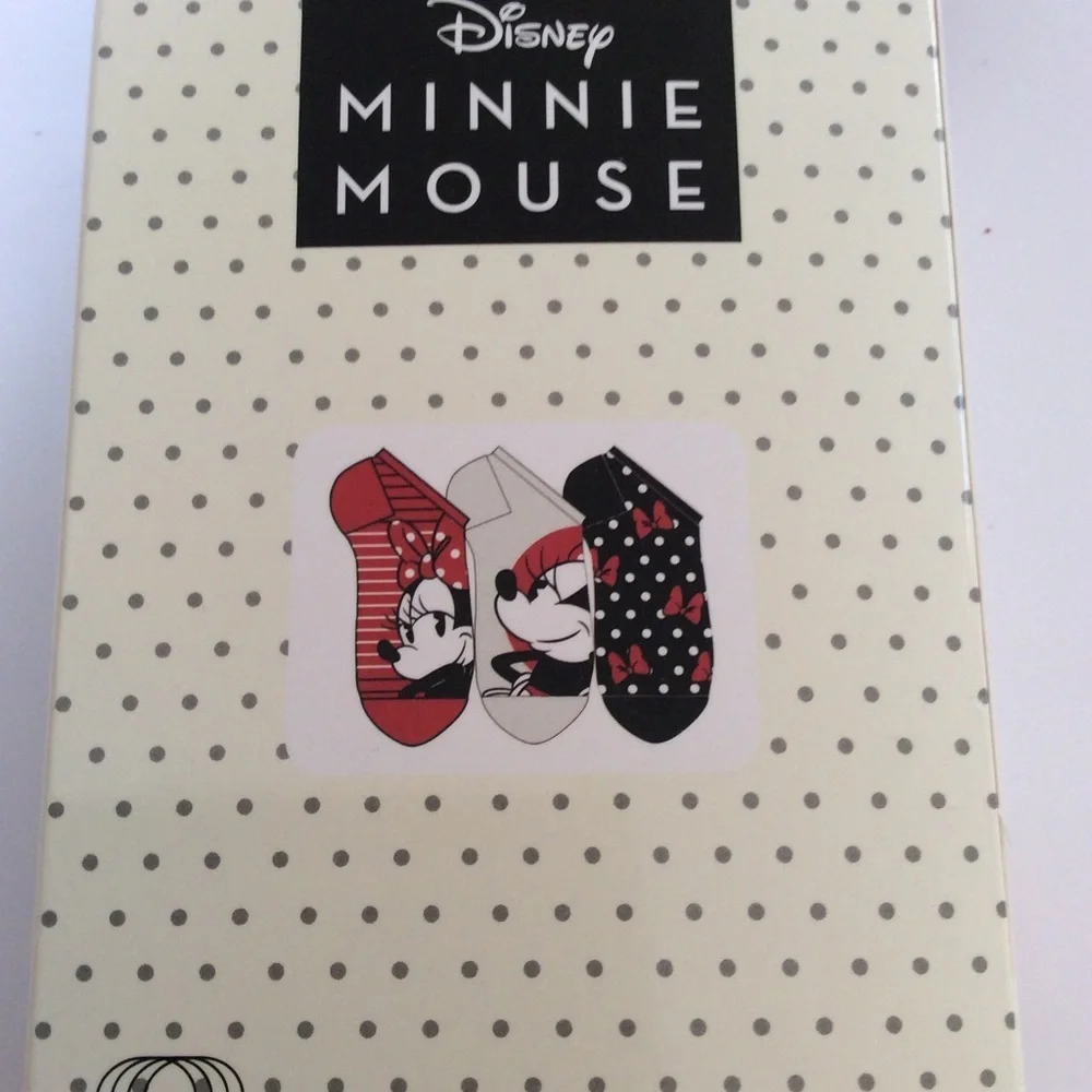 Disney Minnie Mouse Socks 3 Pairs Size 4 - 10 NIB